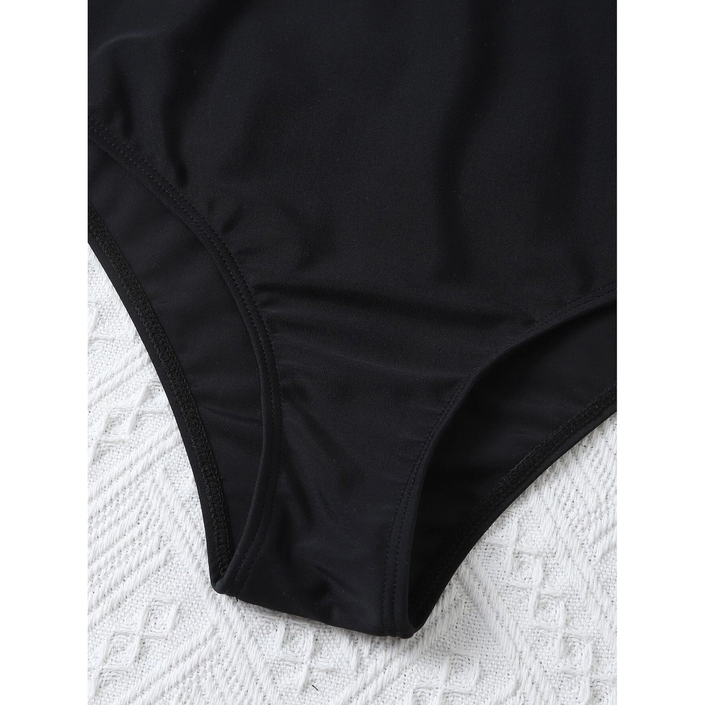 Leaf Print Hanky Hem High Waisted Bikini Swimsuit