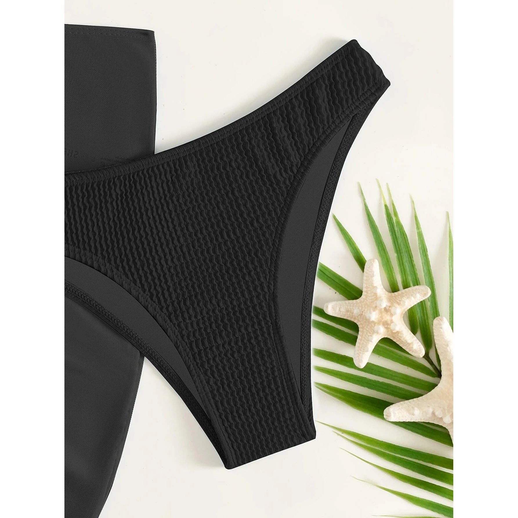 3-Pack: Textured Ring Linked Halter Bikini Swimsuit & Beach Skirt