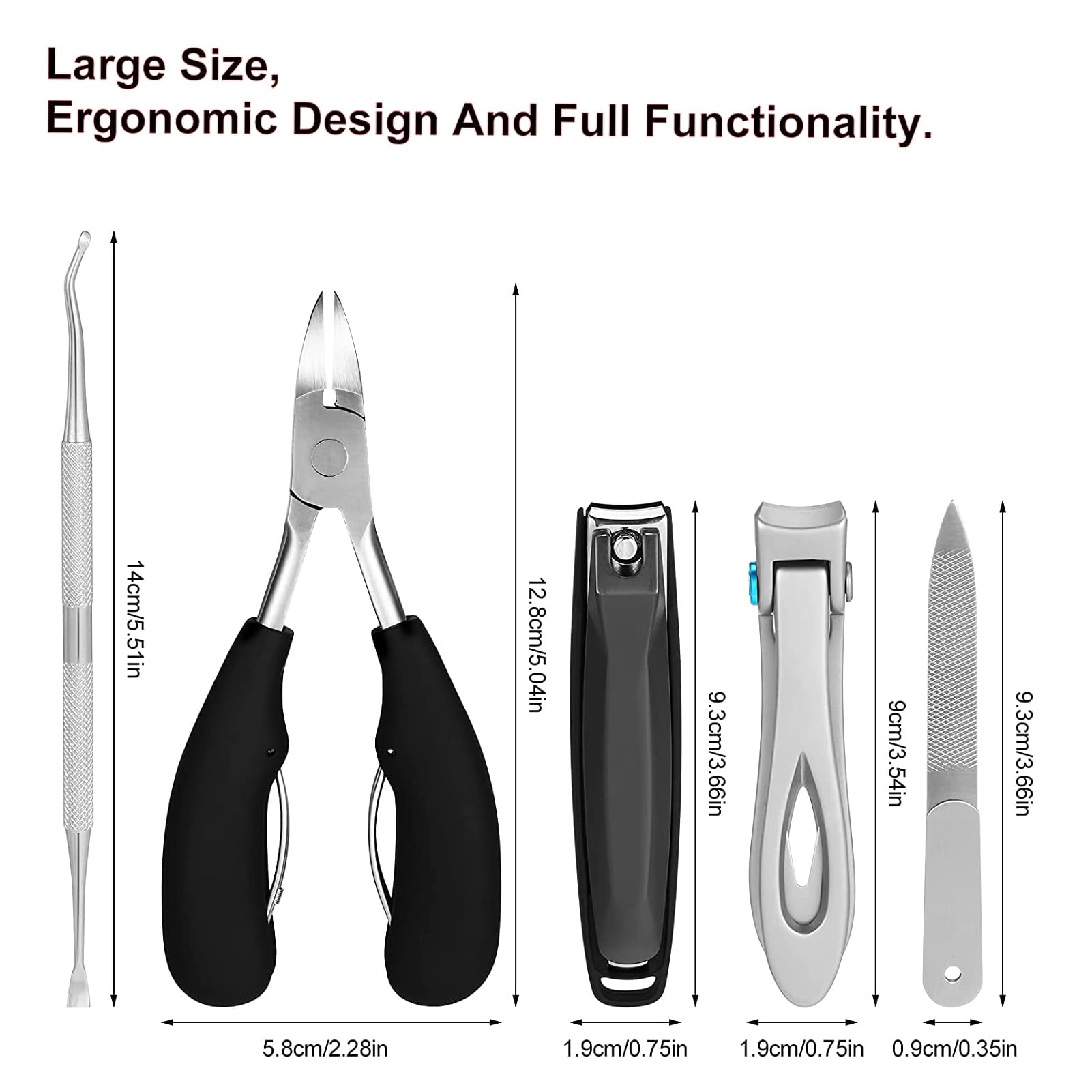 Nail Clippers Set, Toenail Clippers for Seniors Thick Toenails, Professional Stainless Steel Fingernail Clipper for Manicure Pedicure Tools