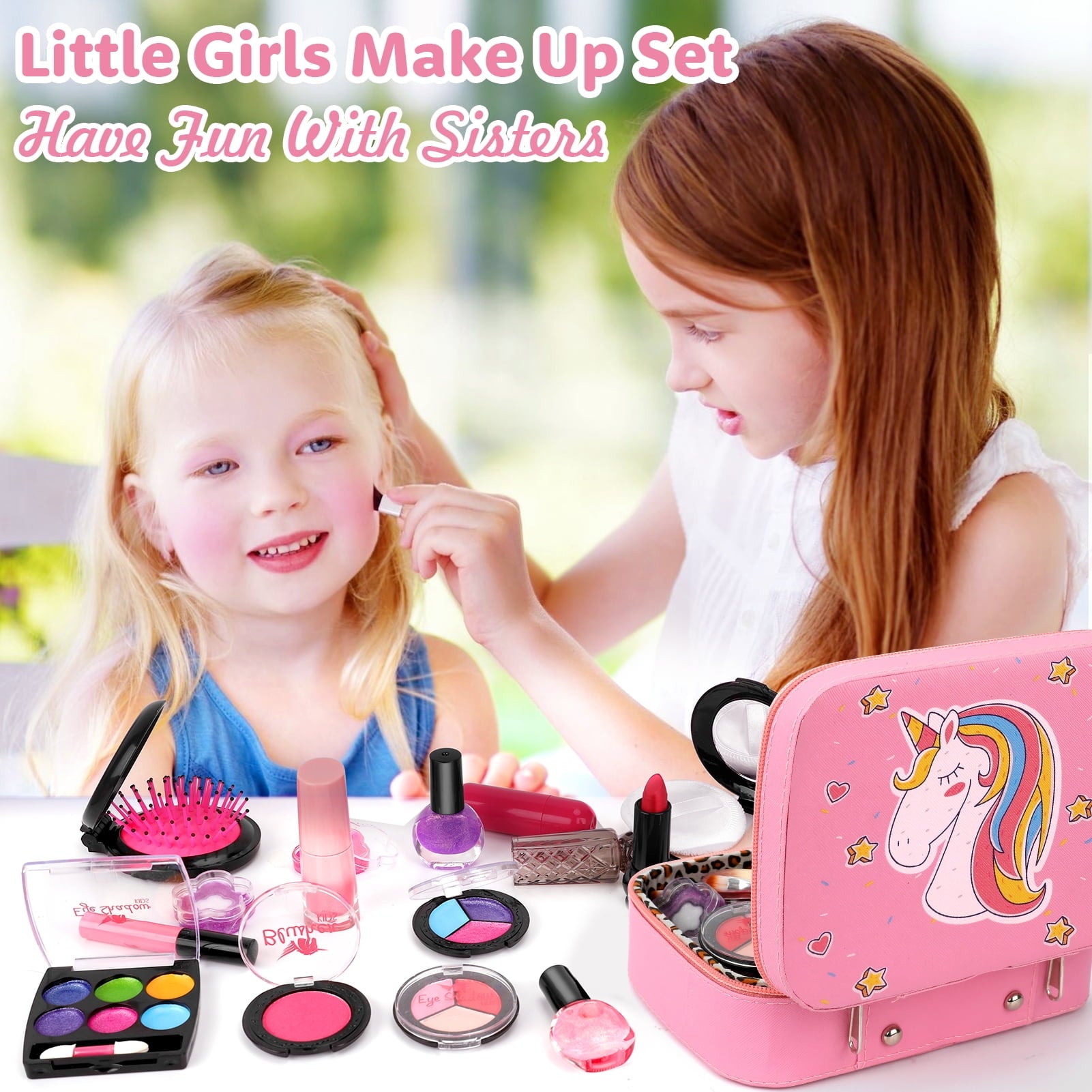Sendida Washable Kids Makeup Kit for Girls, 25PCS with Cute Makeup Bag, Toy for Girl Ages 3-10