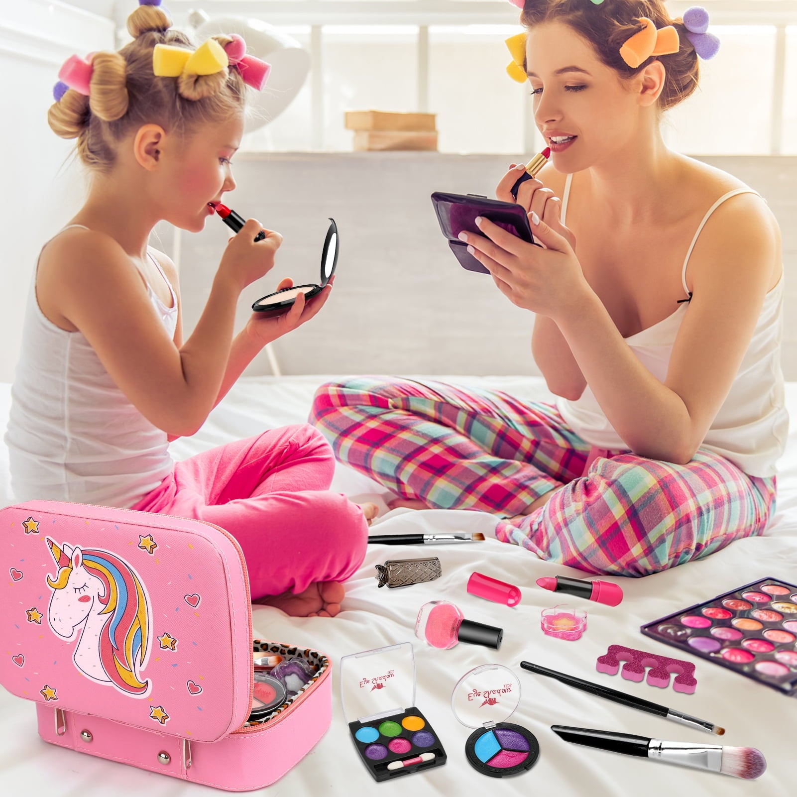 Sendida Washable Kids Makeup Kit for Girls, 25PCS with Cute Makeup Bag, Toy for Girl Ages 3-10