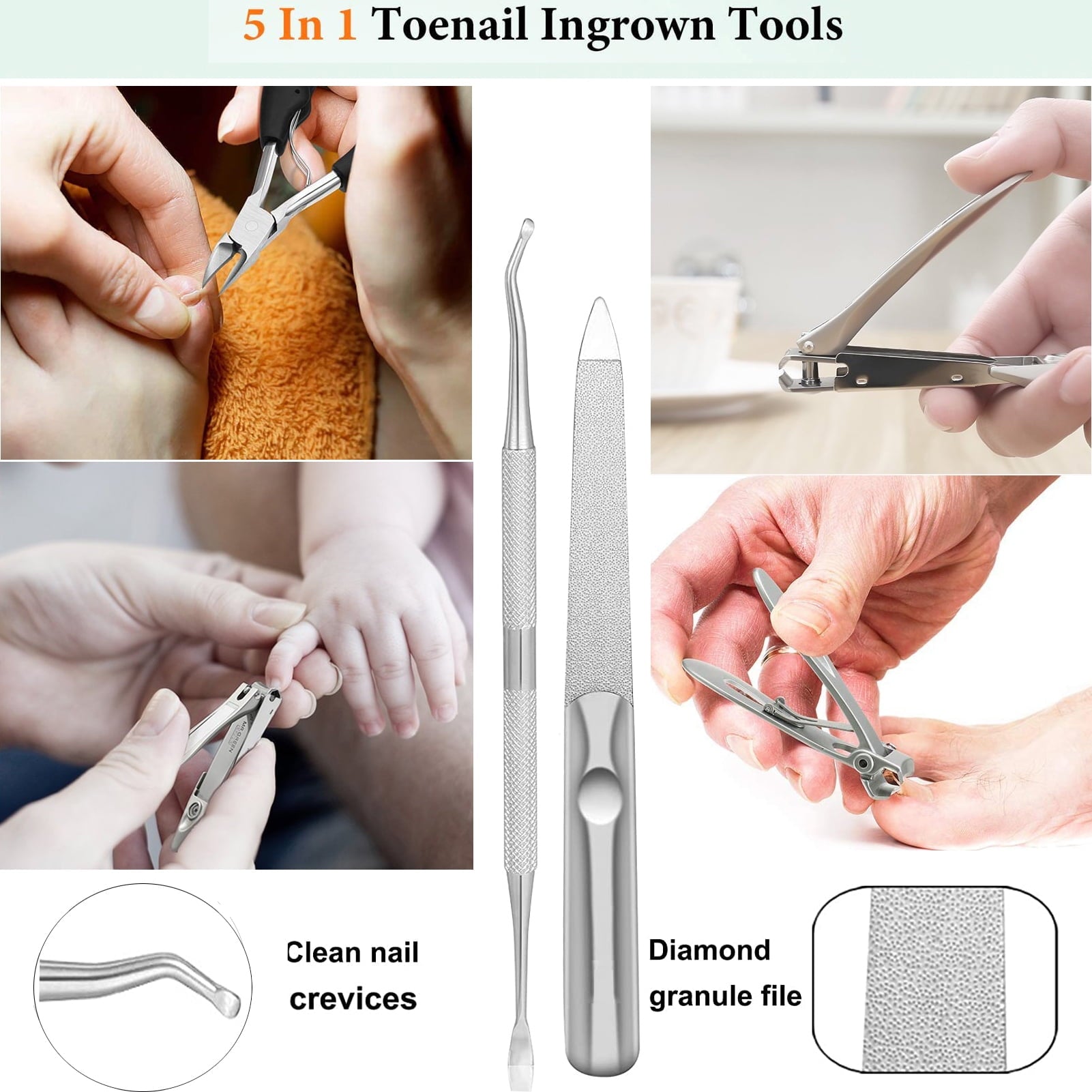 Nail Clippers Set, Toenail Clippers for Seniors Thick Toenails, Professional Stainless Steel Fingernail Clipper for Manicure Pedicure Tools