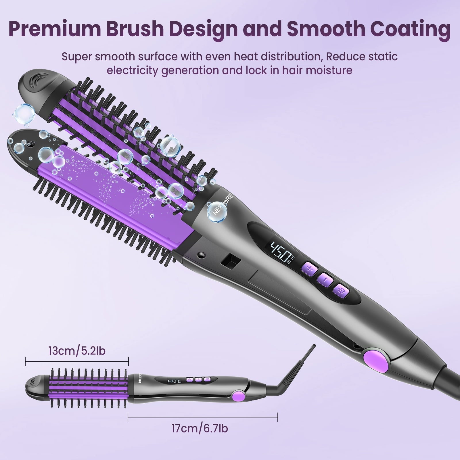 NEXPURE Curling Iron - 360° Styler Curling Iron, Titanium Hair Straightener and Curler 2 in 1 for Long-Lasting Curls, Smooth Straight Hair & Frizz-Free Styling, Purple