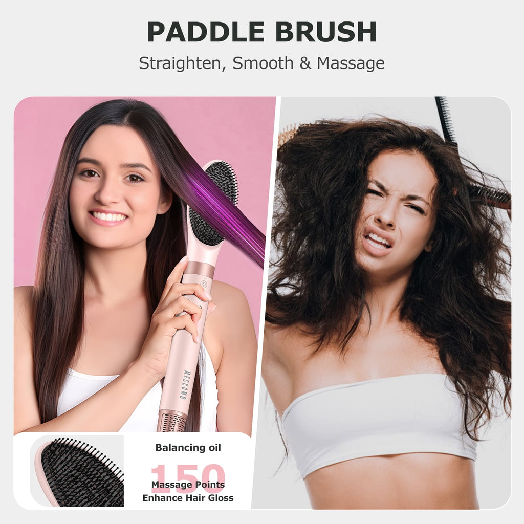 RACCOMB Professional 5 in 1 Hair Dryer Brush Set, High-Speed Hot Air Styler with Bag, Pink