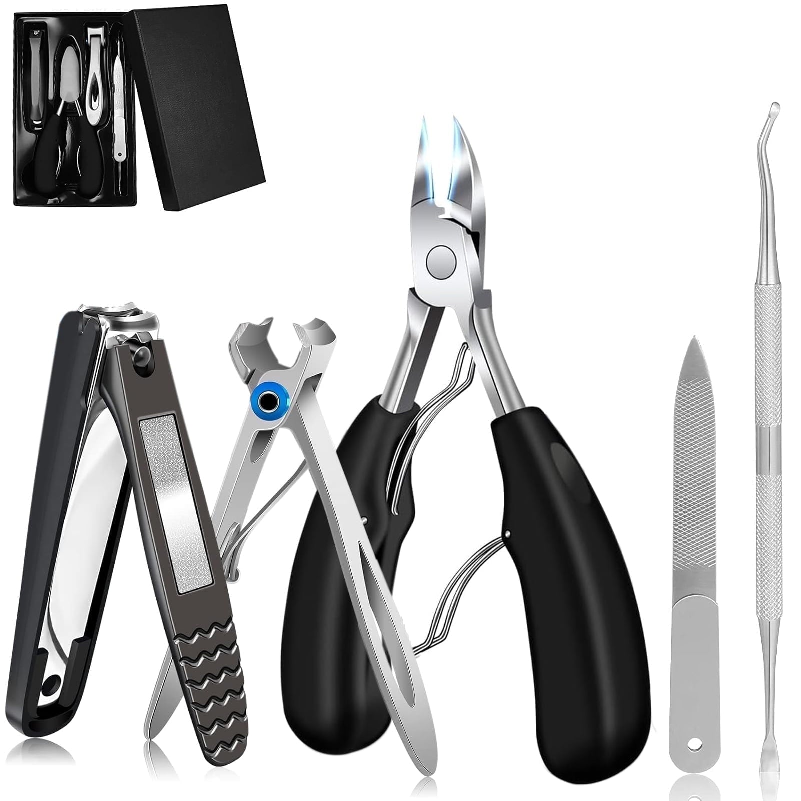 Nail Clippers Set, Toenail Clippers for Seniors Thick Toenails, Professional Stainless Steel Fingernail Clipper for Manicure Pedicure Tools