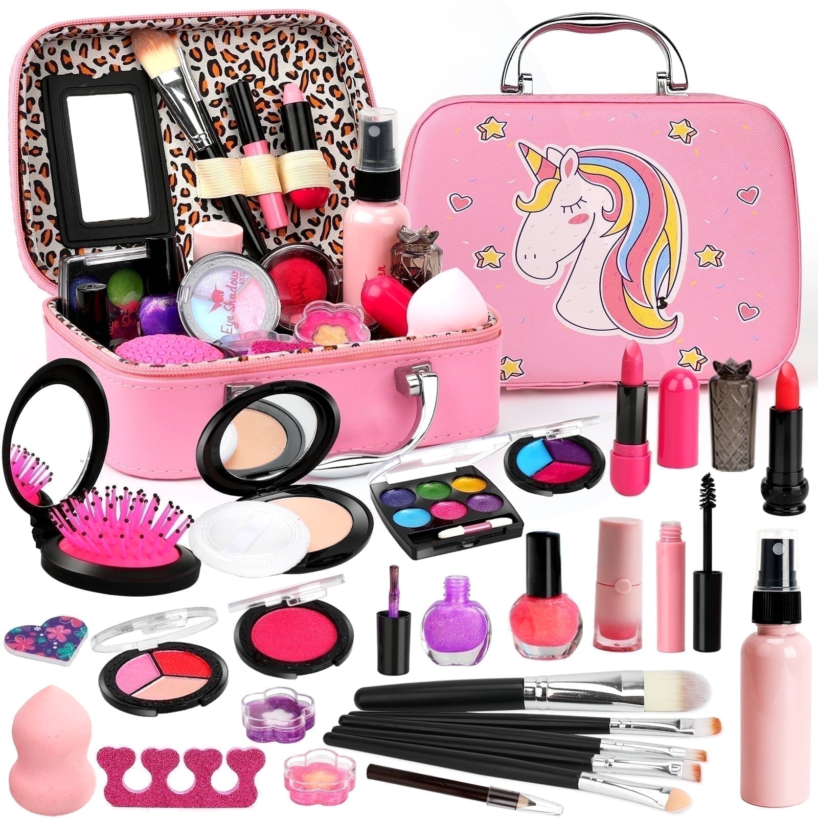 Sendida Washable Kids Makeup Kit for Girls, 25PCS with Cute Makeup Bag, Toy for Girl Ages 3-10