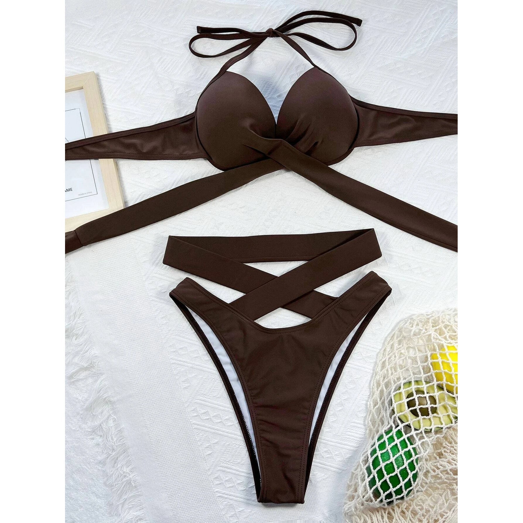 Criss Cross Wrap Push Up Bikini Swimsuit