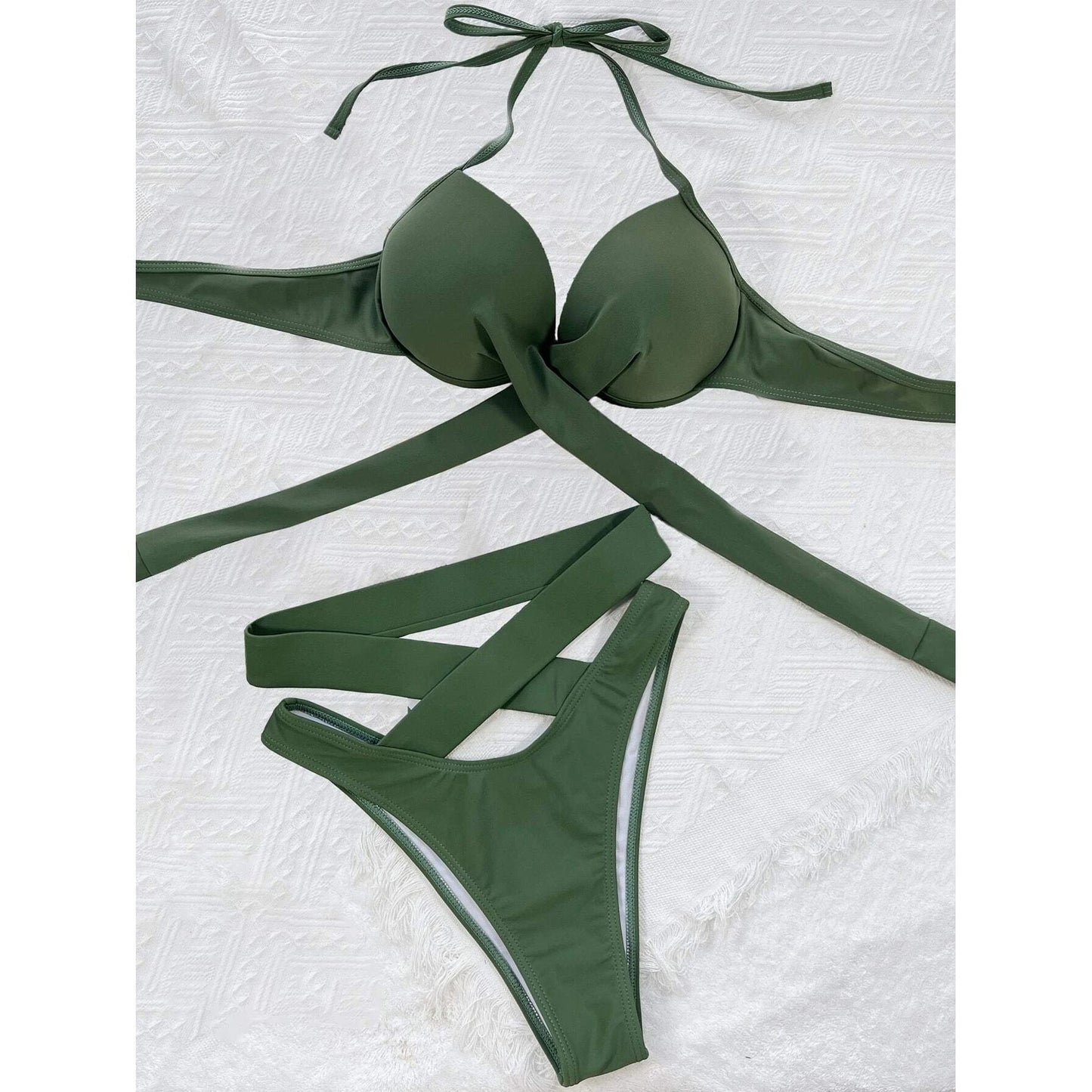 Criss Cross Wrap Push Up Bikini Swimsuit