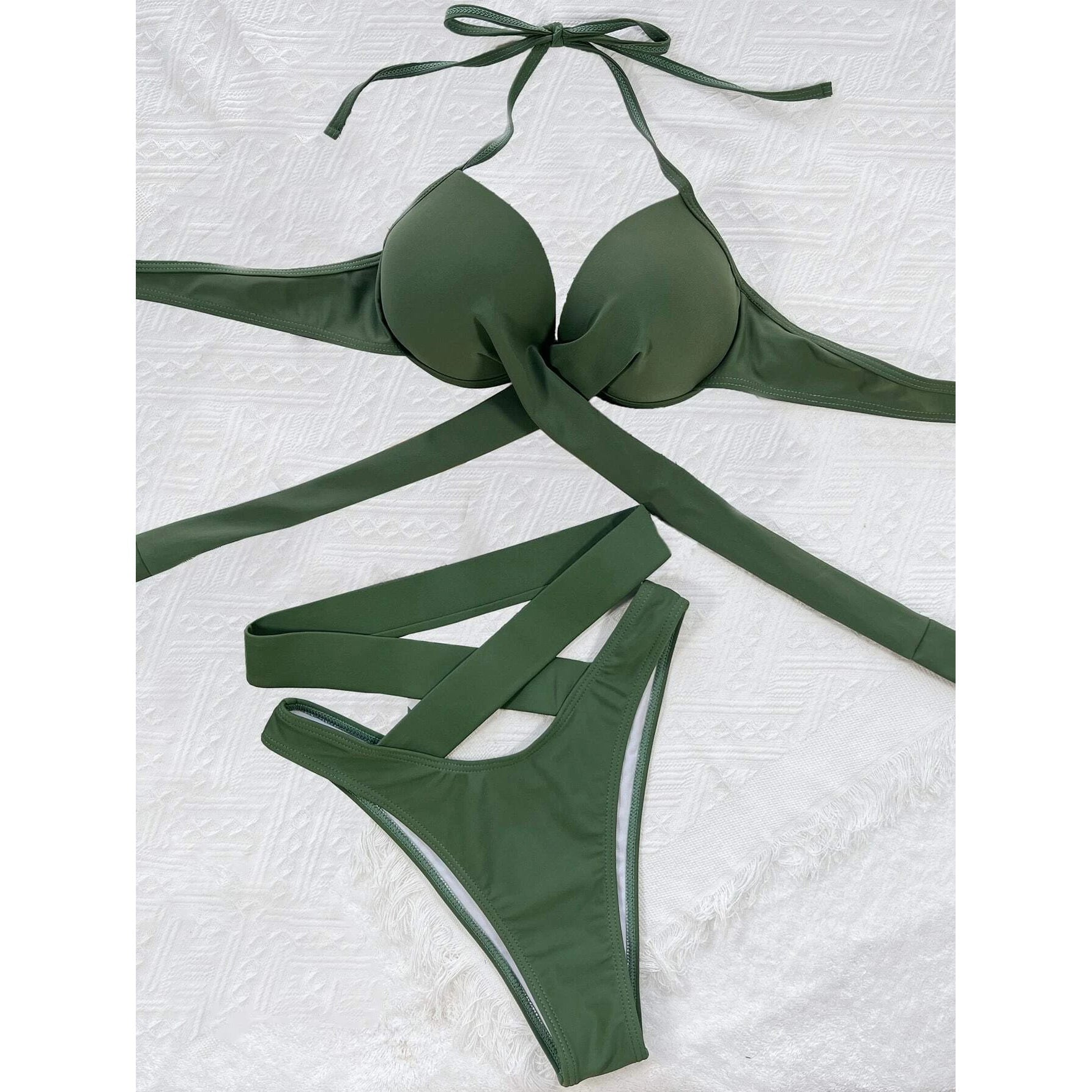 Criss Cross Wrap Push Up Bikini Swimsuit