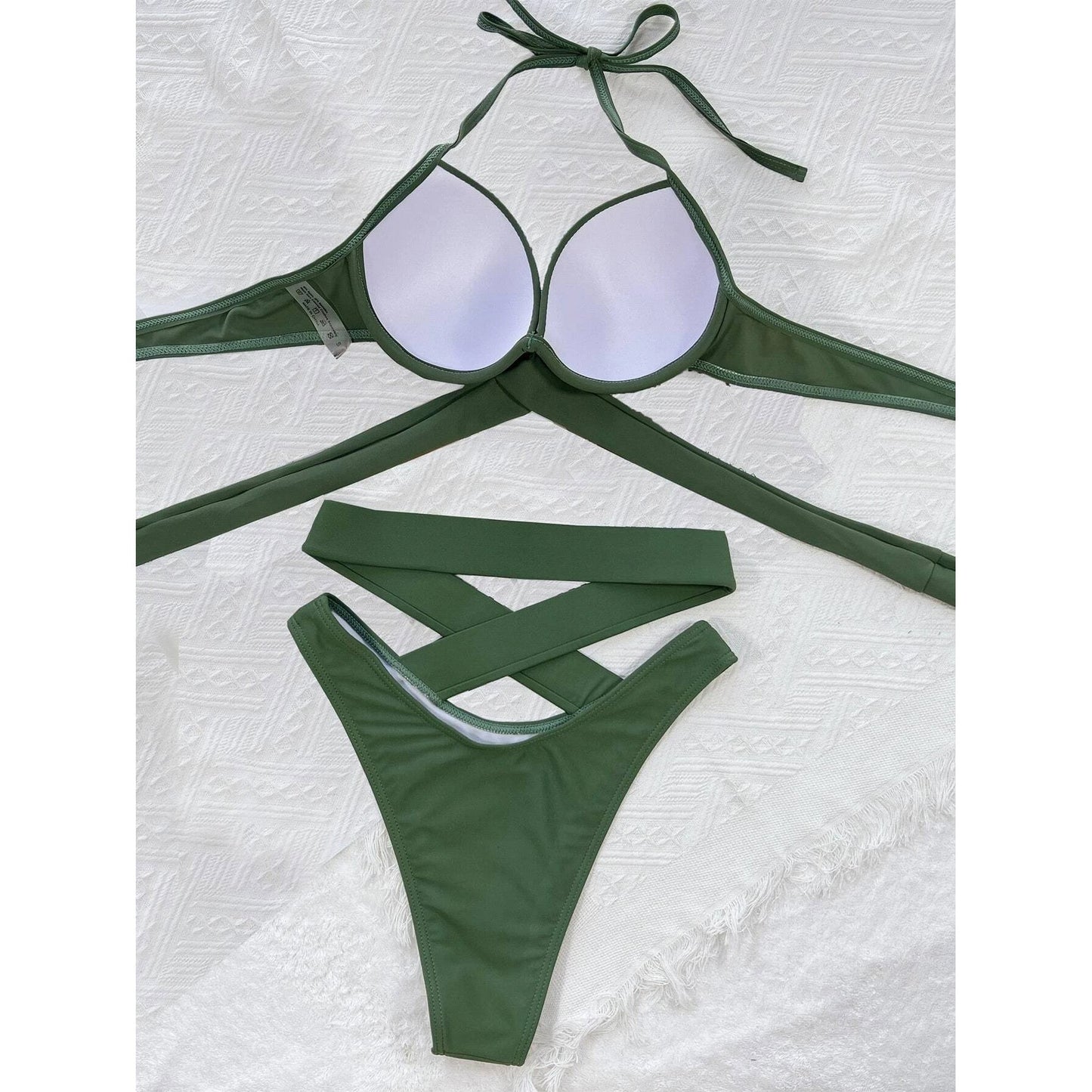 Criss Cross Wrap Push Up Bikini Swimsuit