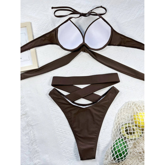 Criss Cross Wrap Push Up Bikini Swimsuit