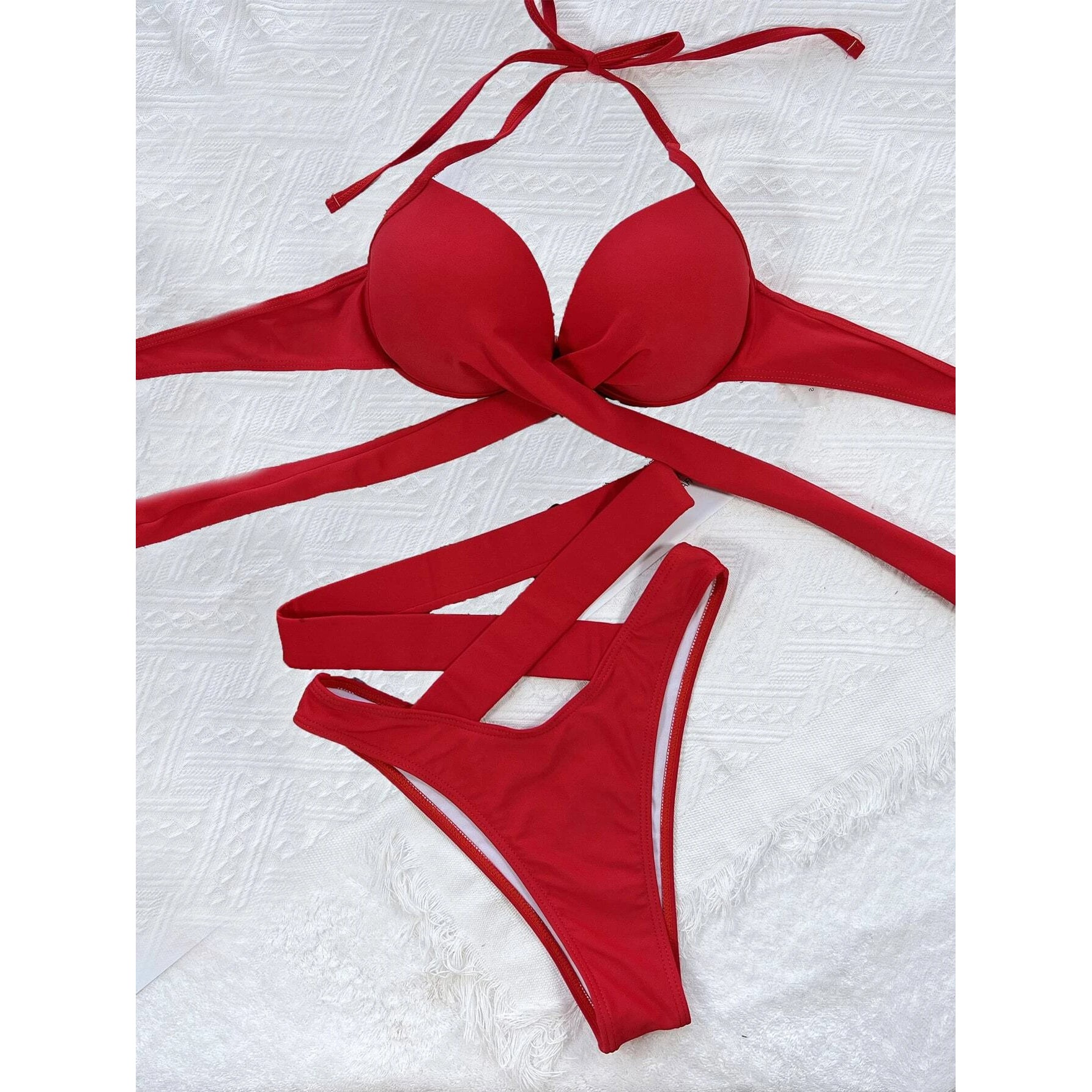 Criss Cross Wrap Push Up Bikini Swimsuit