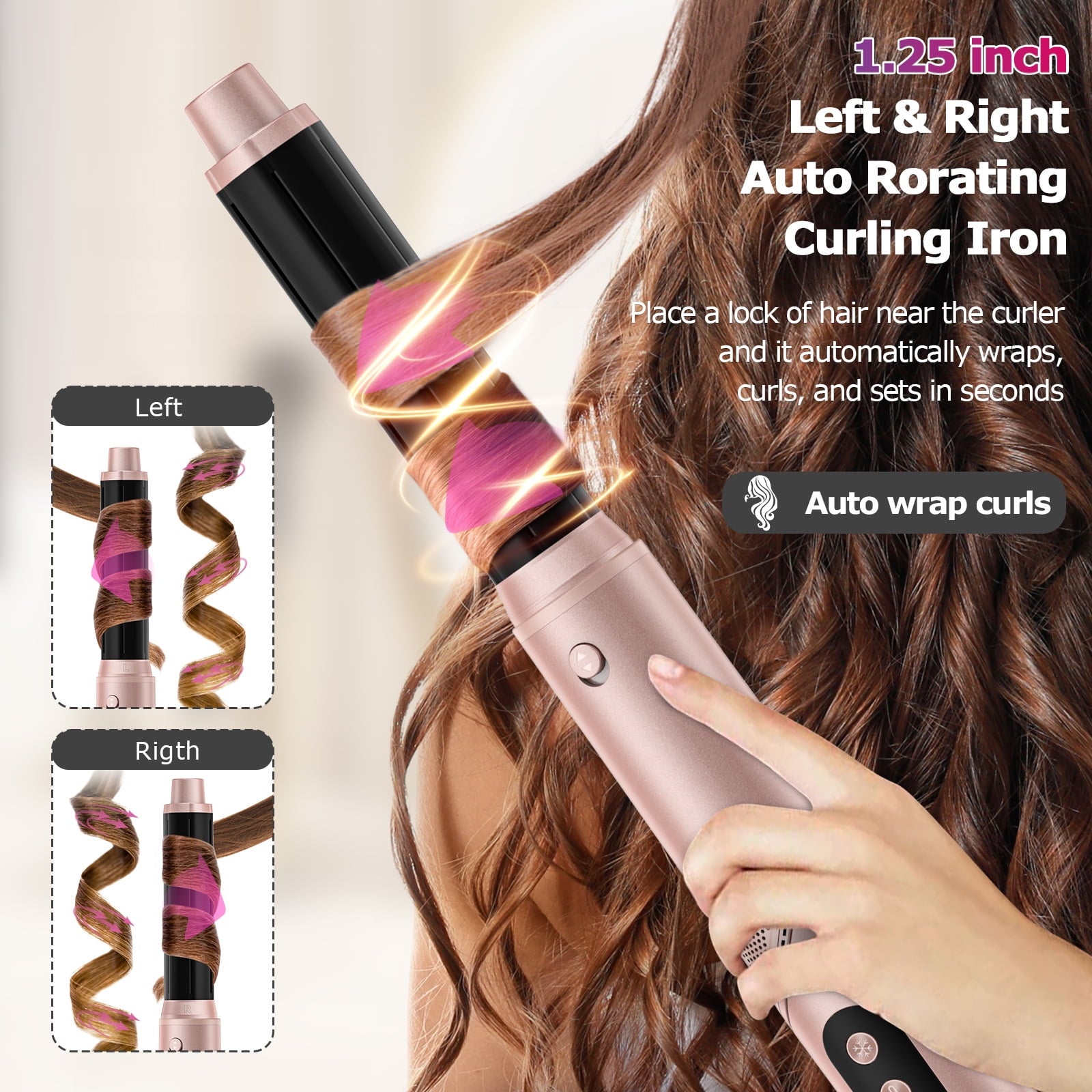 RACCOMB 5-in-1 Hair Styler, Air Styling & Drying System, Powerful Hair Dryer Brush & Multi-Styler with Auto-Wrap Curlers, Oval Brush, Hair Straightener, Portable Package