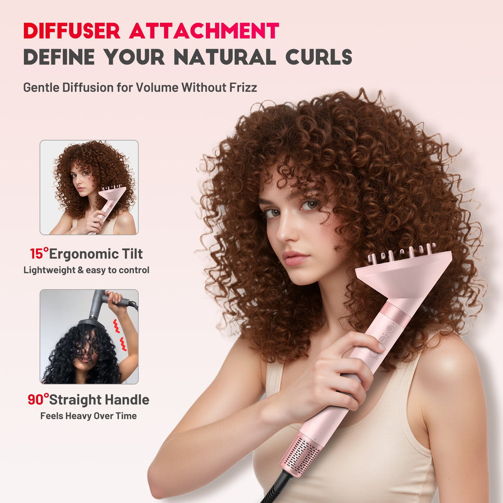 RACCOMB Professional 5 in 1 Hair Dryer Brush Set, High-Speed Hot Air Styler with Bag, Pink