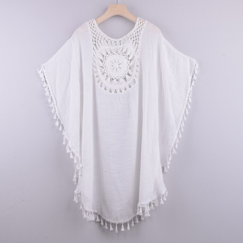 Women's Swimwear Cover Up Beach Dress Tassel Printing Hole